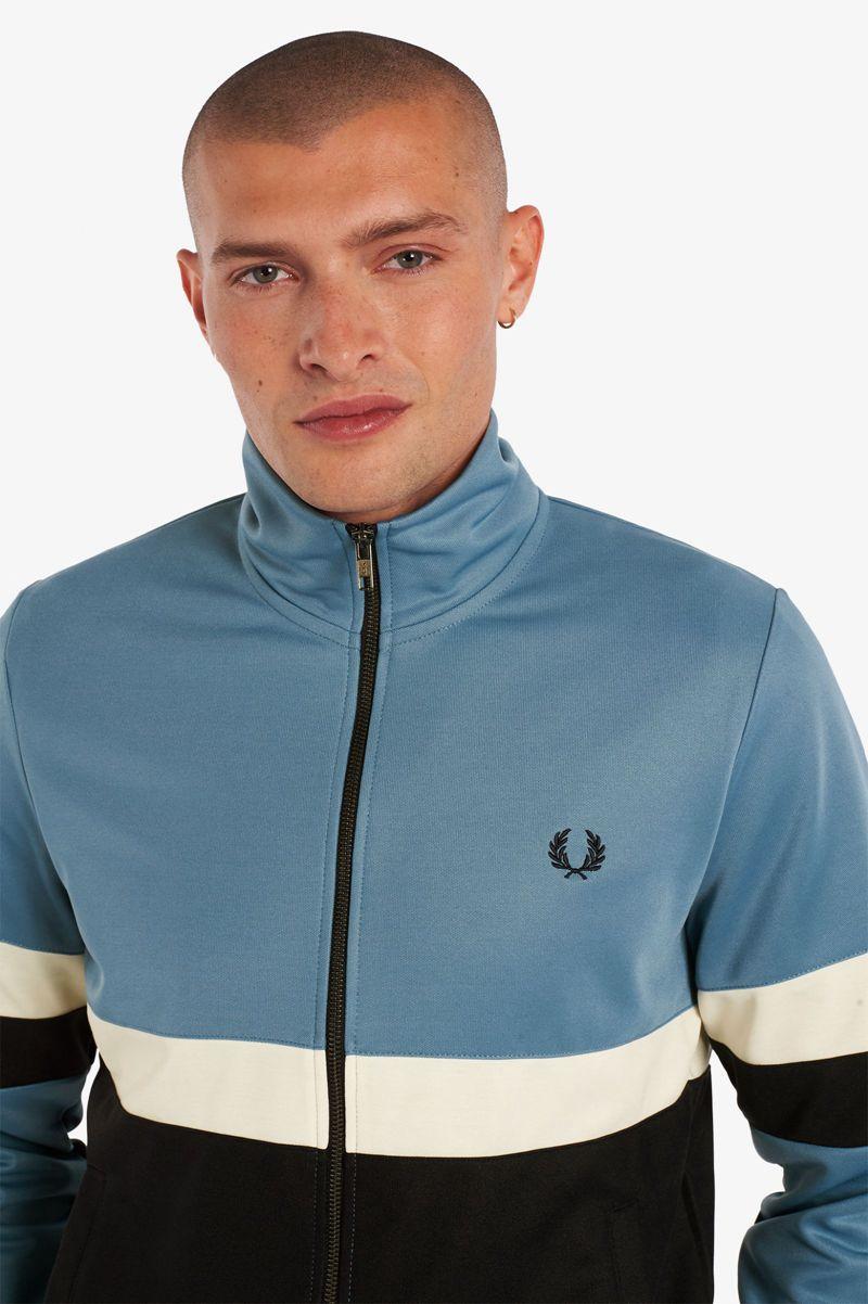 Grey Blue Fred Perry Panelled Track Men's Jackets | PH 1224FDNM